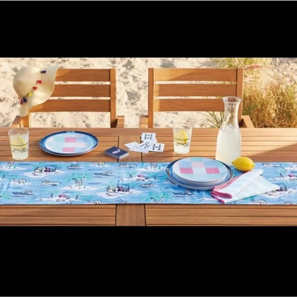 Vineyard Vines Target Island Boat Palm Tree Coastal Decor Table Runner Blue 72